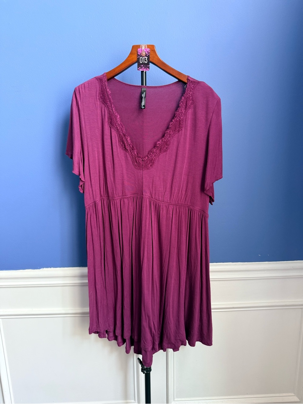 torrid Plum Lace-Trim V-Neck Sleep dress